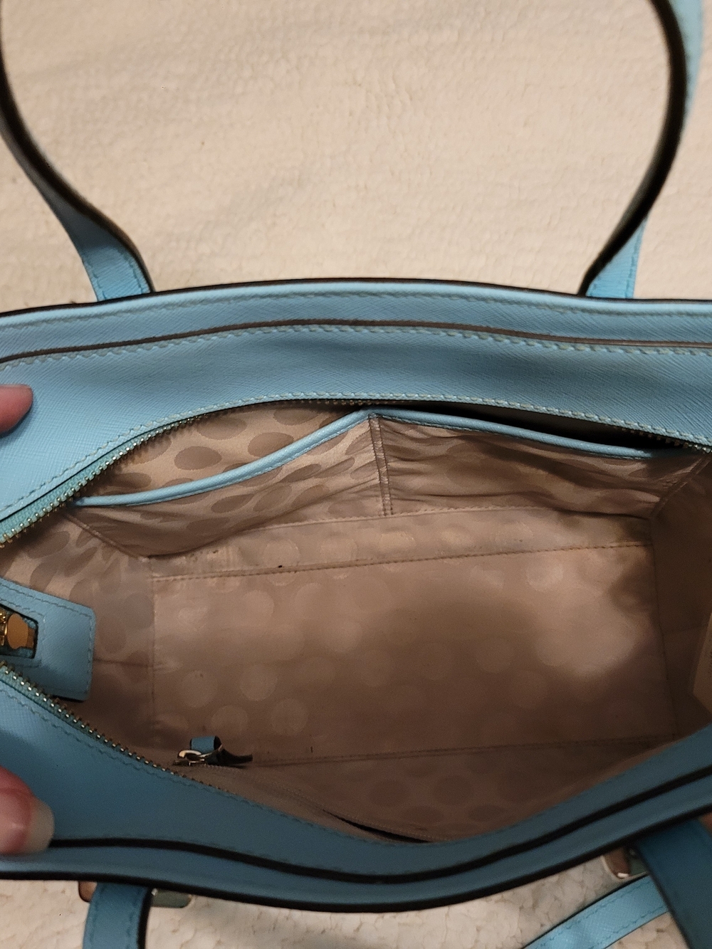 kate spade Light Blue Saffiano Leather Tote with Gold-Tone Hardware - Picture 3 of 3